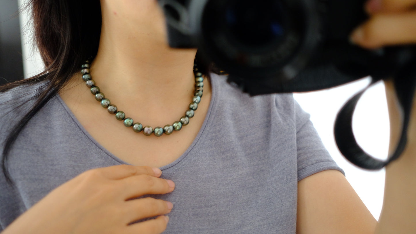 Tahitian Morandi Necklace, 9.1-11.1mm, Pearl Necklace, GUILD Certificate