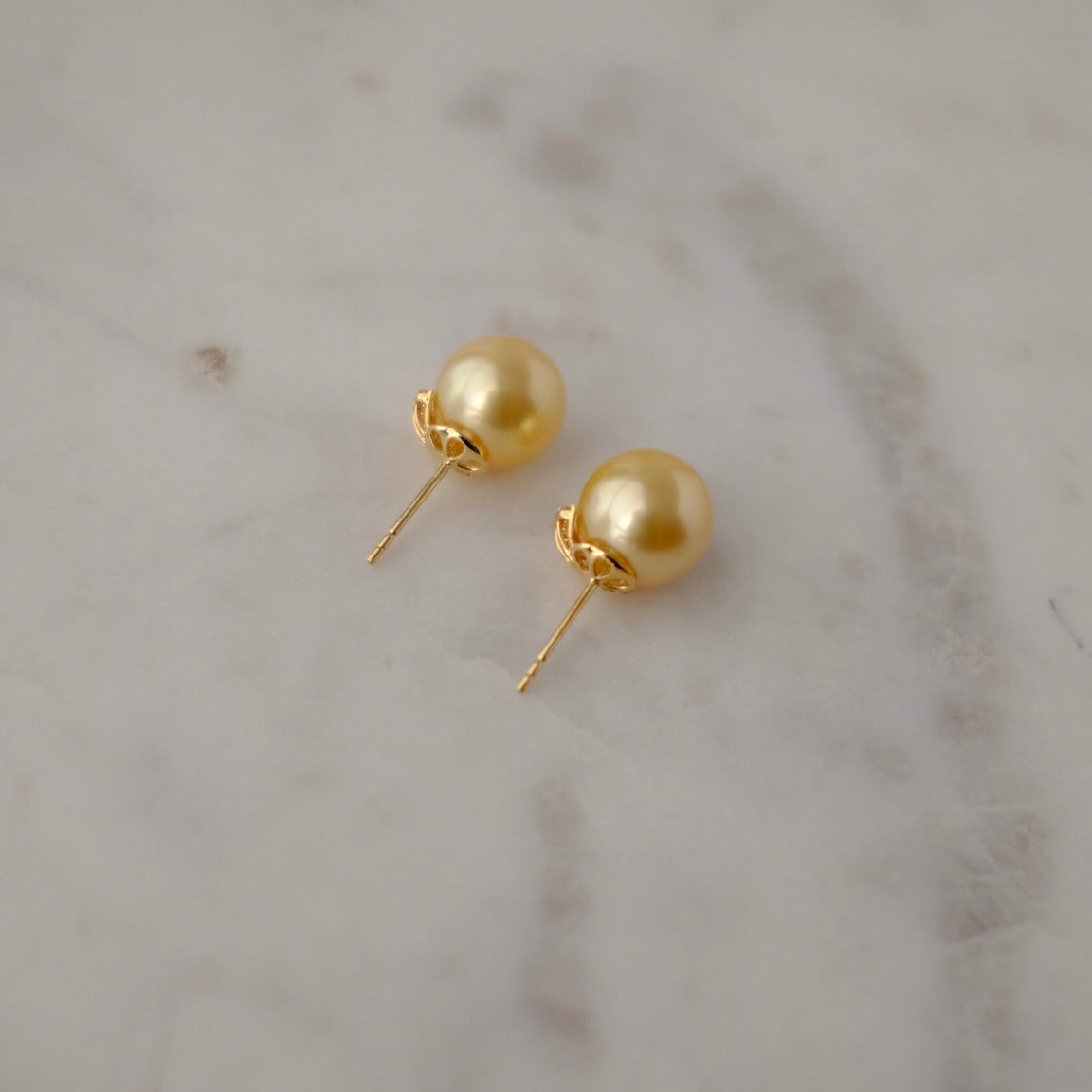 Golden South Sea Pearl, 18K Diamond Earrings, 11.2mm