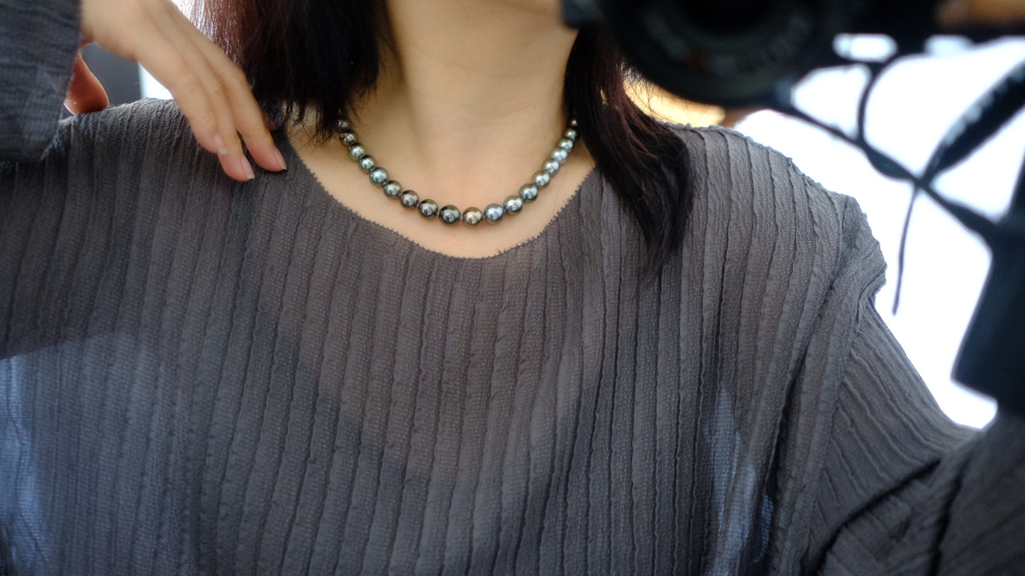 Tahitian Morandi Necklace, 8.2-11mm, Pearl Necklace, GUILD Certificate
