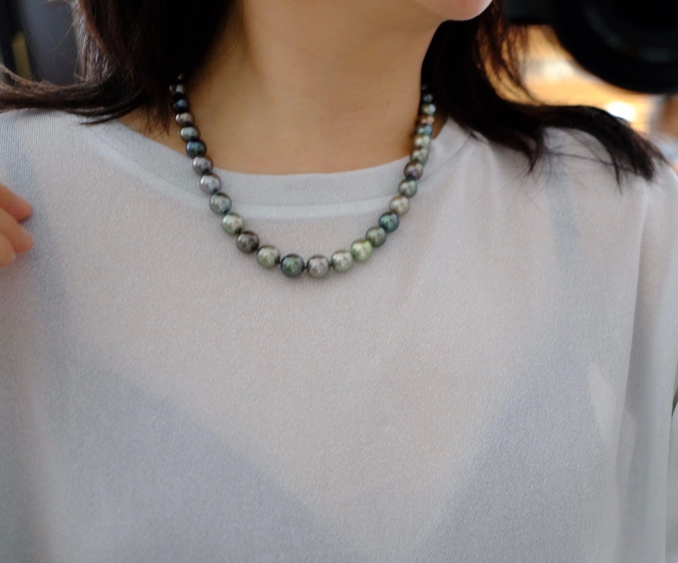 Tahitian Morandi Necklace, 8.2-11mm, Pearl Necklace, GUILD Certificate
