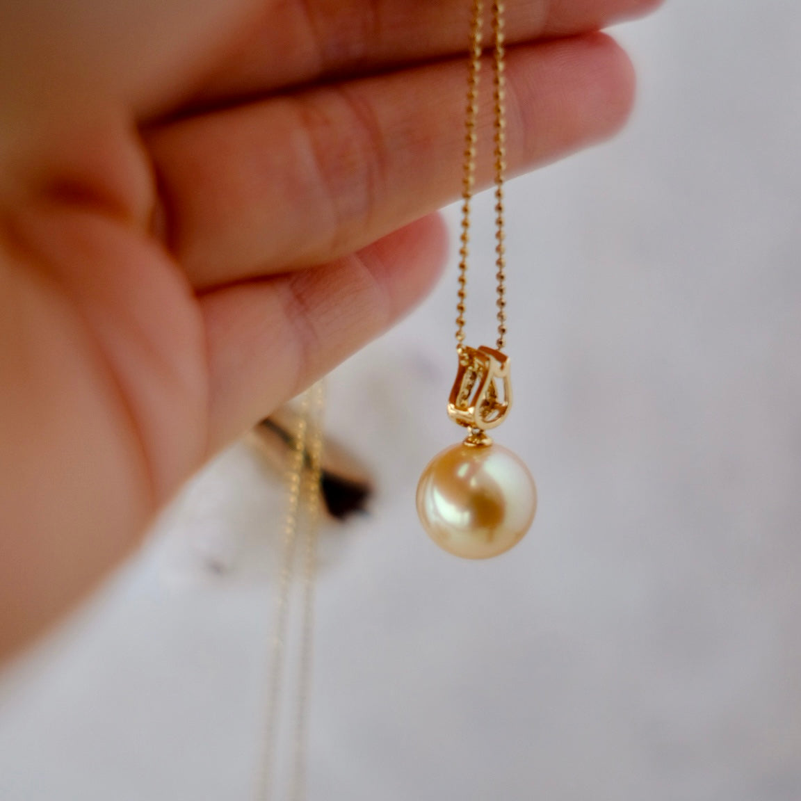 Golden South Sea Pearl, 18K Diamond Pendant, 11.8mm