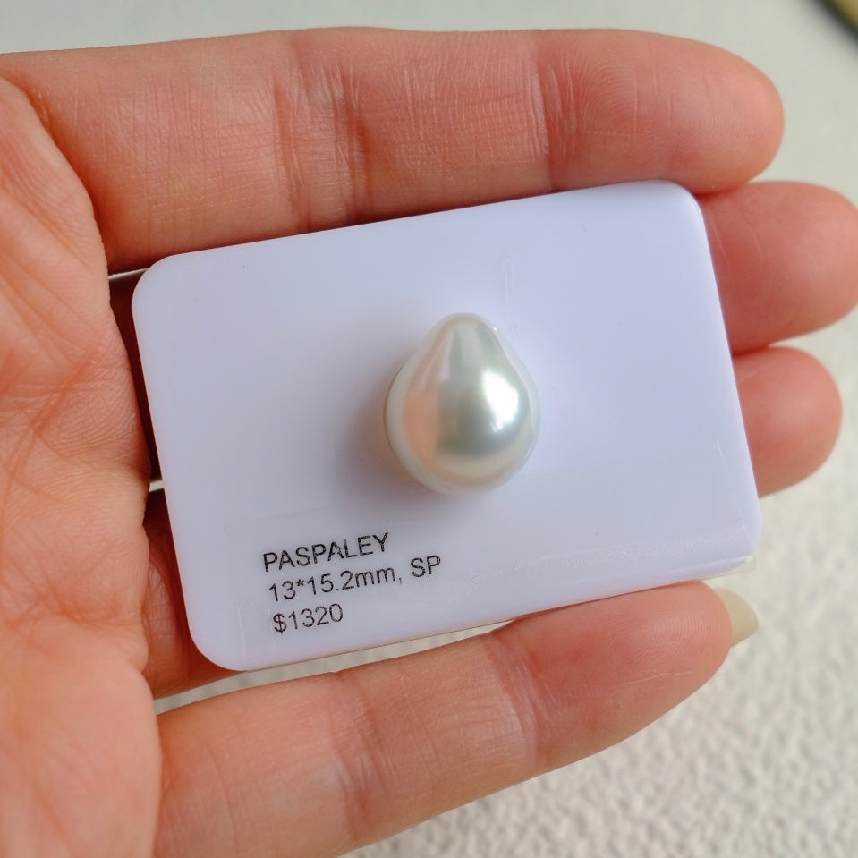 White South Sea Loose Pearl, Single Smooth Baroque 13*15.2mm, PASPALEY