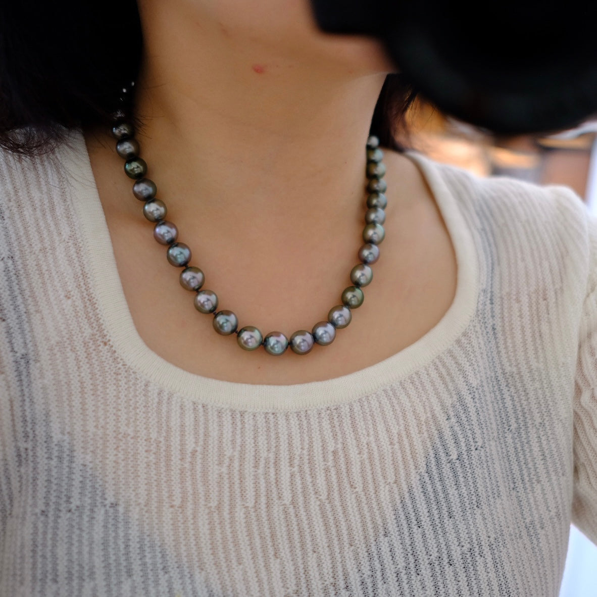 Tahitian Peacock Necklace, 8.6-10.7mm, Pearl Necklace, GUILD Certificate