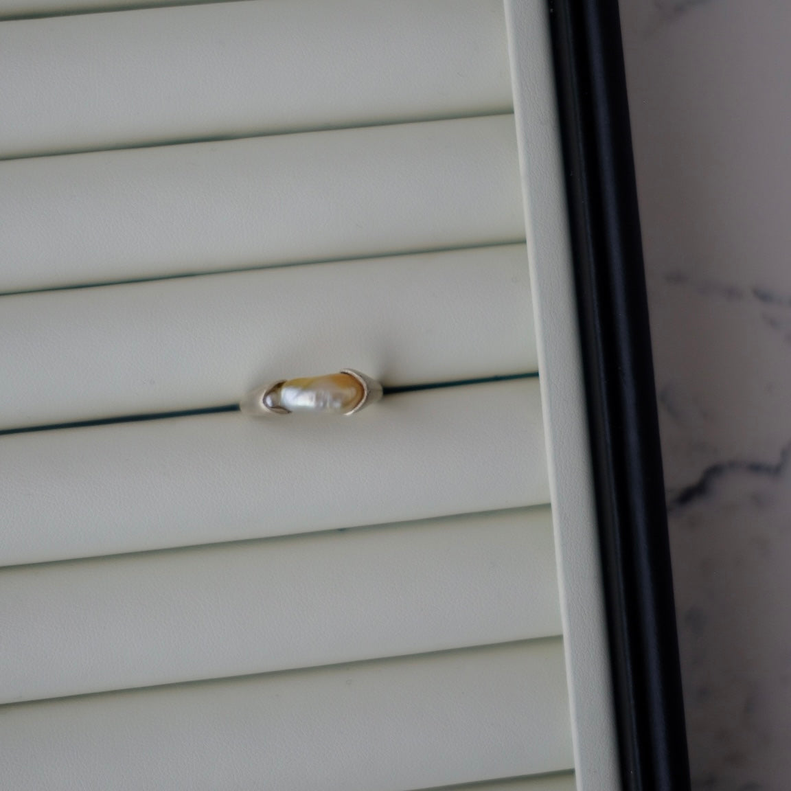 Golden South Sea Keshi, 5.3*14mm, S925, Pearls Ring