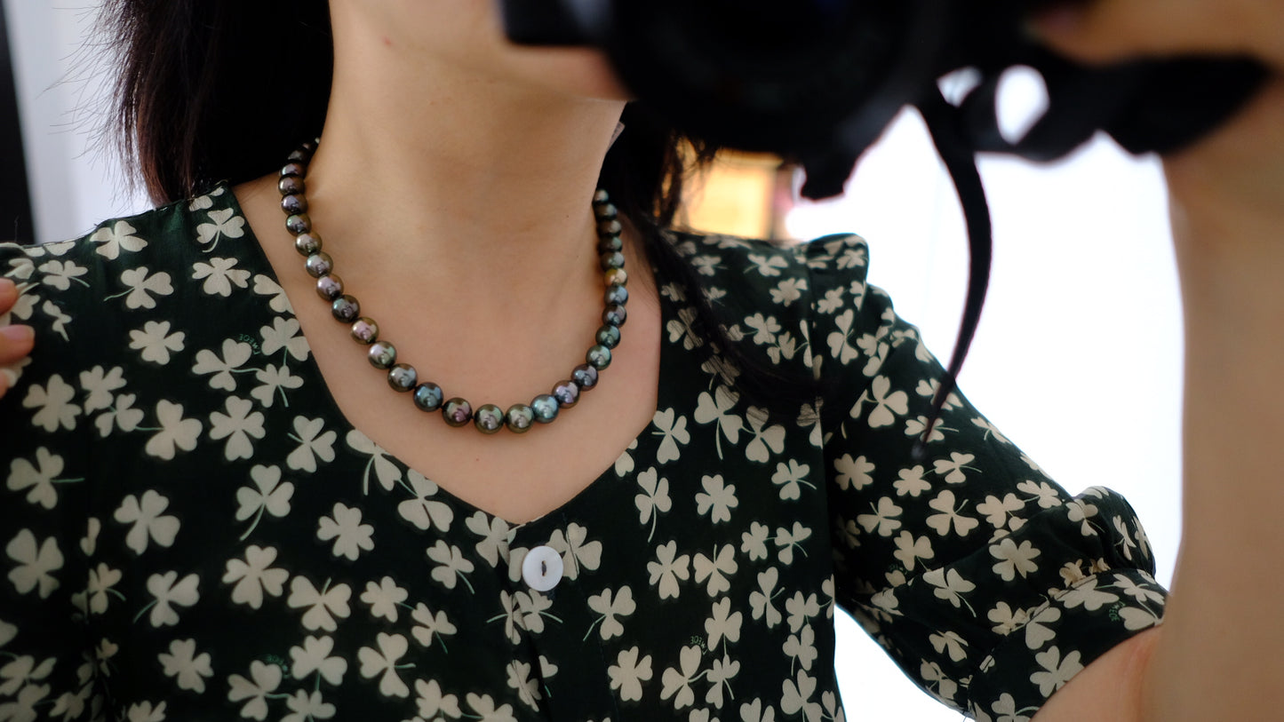 Tahitian Morandi Necklace, 9.2-11mm, Pearl Necklace, GUILD Certificate