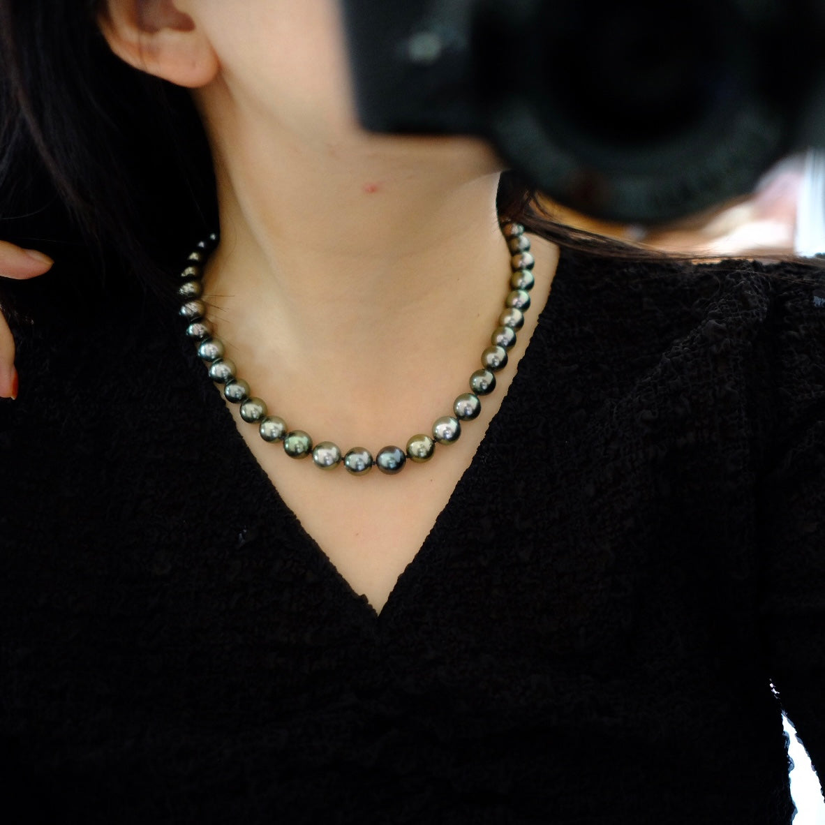 Tahitian Peacock Green Necklace, 8.2-11.2mm, Pearl Necklace, GUILD Certificate