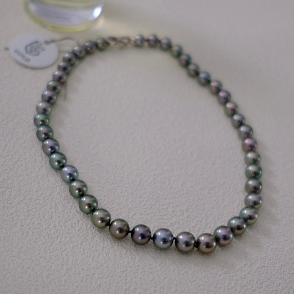 Tahitian Peacock Necklace, 8.6-10.7mm, Pearl Necklace, GUILD Certificate