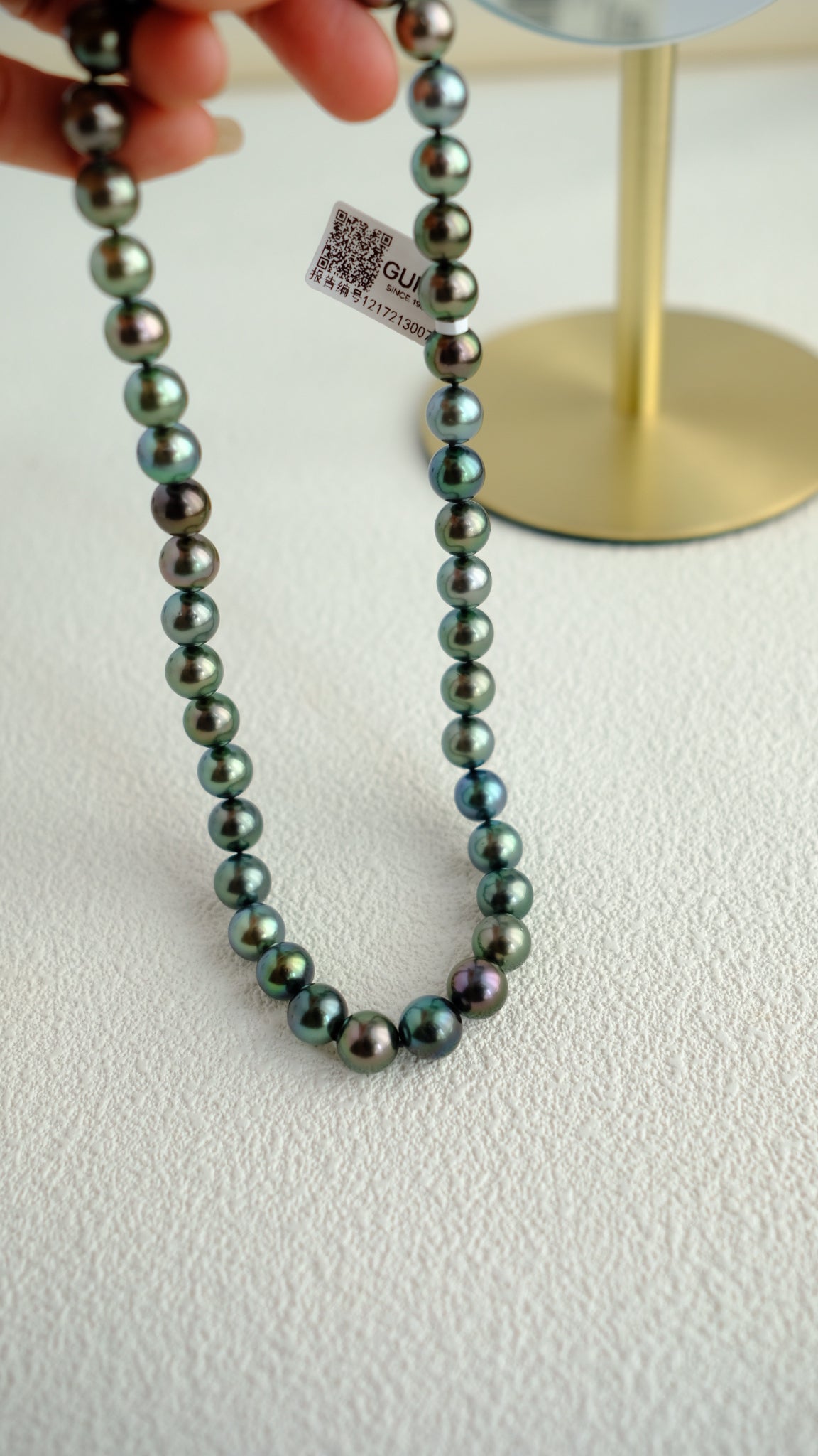 Tahitian Morandi Necklace, 8.6-11.1mm, Pearl Necklace, GUILD Certificate