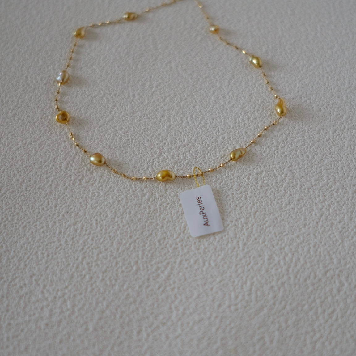 Golden South Sea Pearl Necklace, Keshi, 4.4-9.3mm