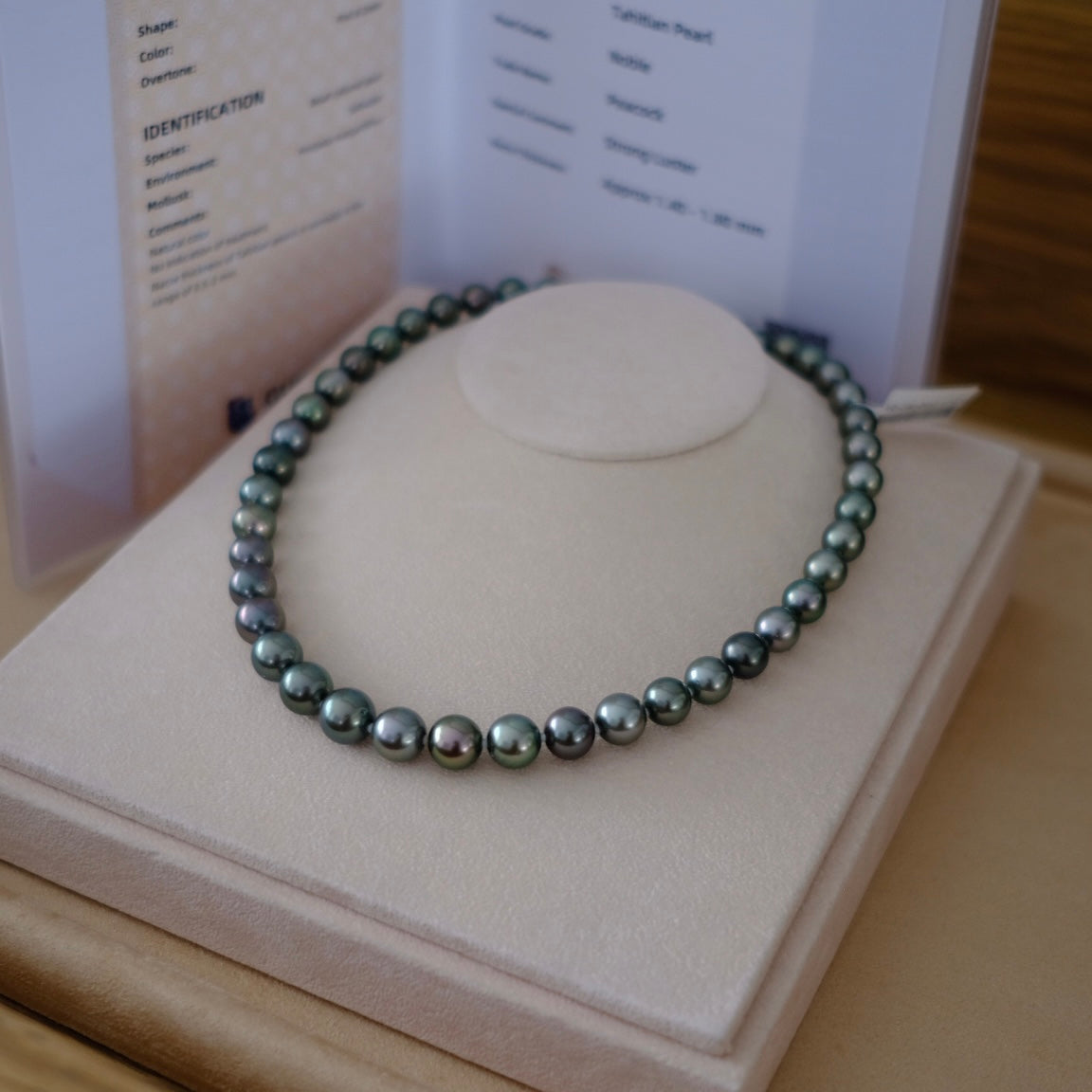 Tahitian Peacock Necklace, 8.5-11.3mm, Pearl Necklace, GUILD Certificate