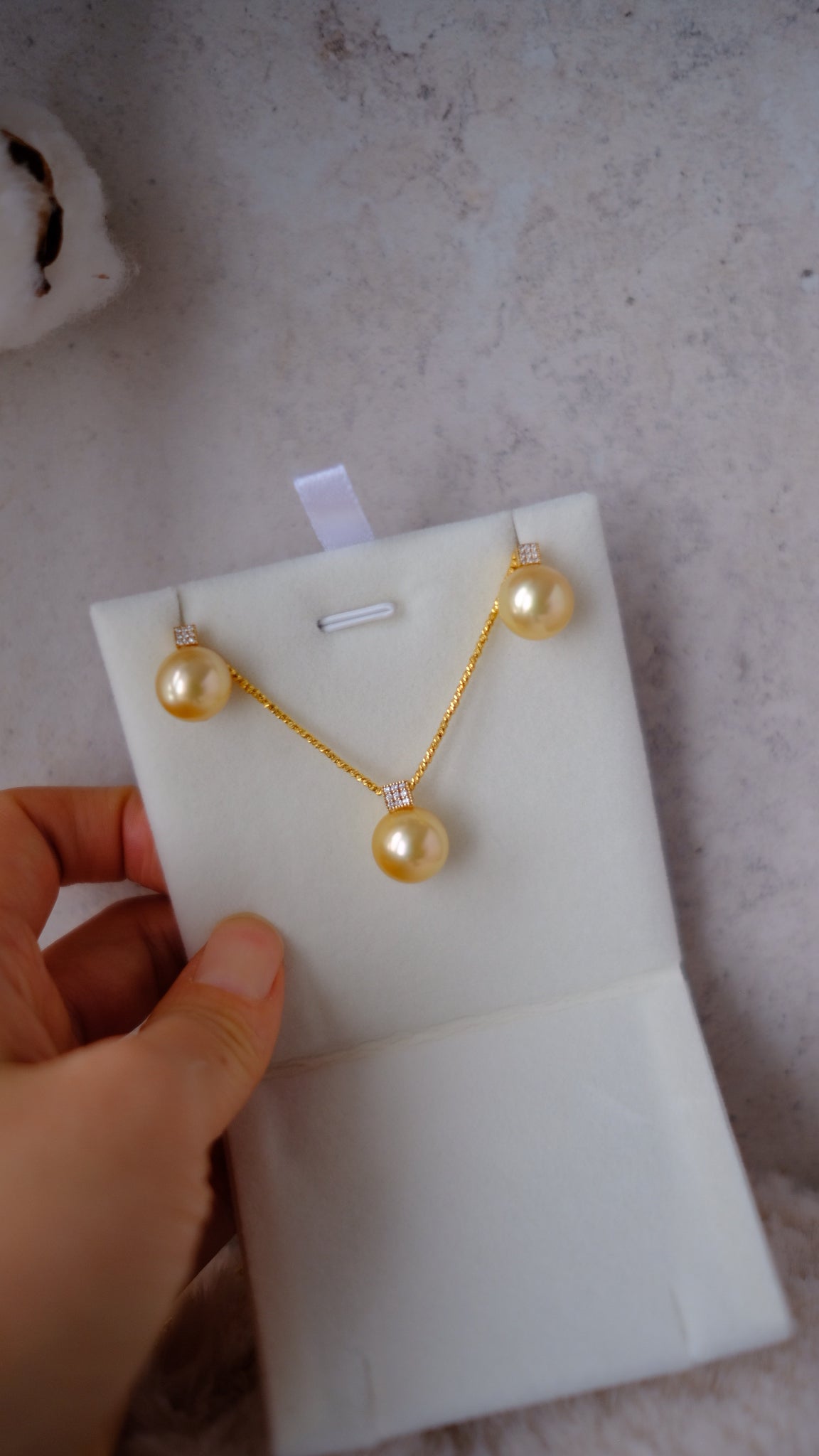 Golden South Sea Pearl, 18K Diamond Set, 11.7mm/12.3mm