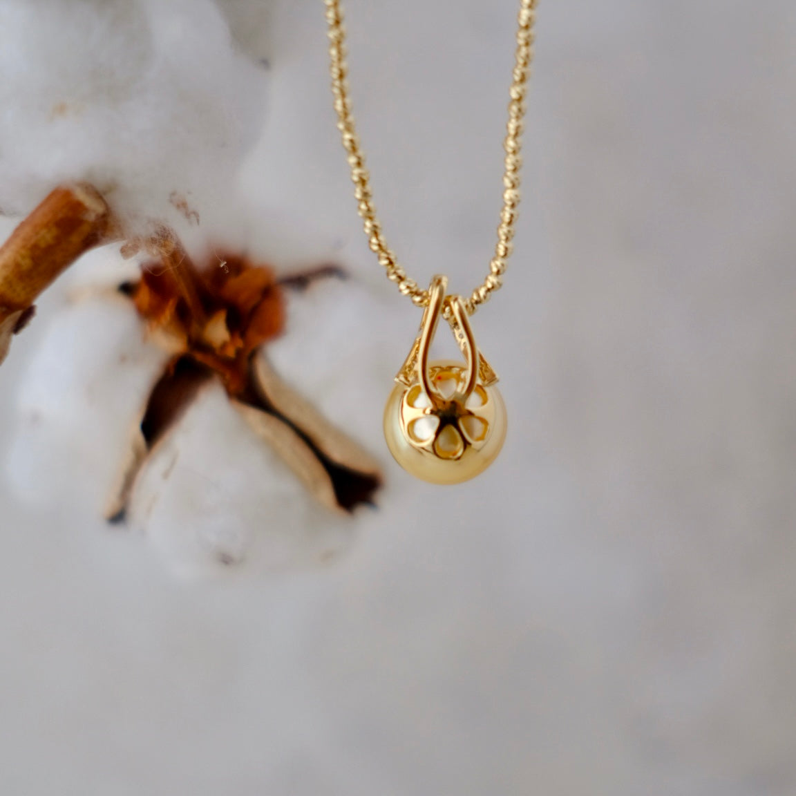 Golden South Sea Pearl, 18K Diamond Pendant, 13.2mm