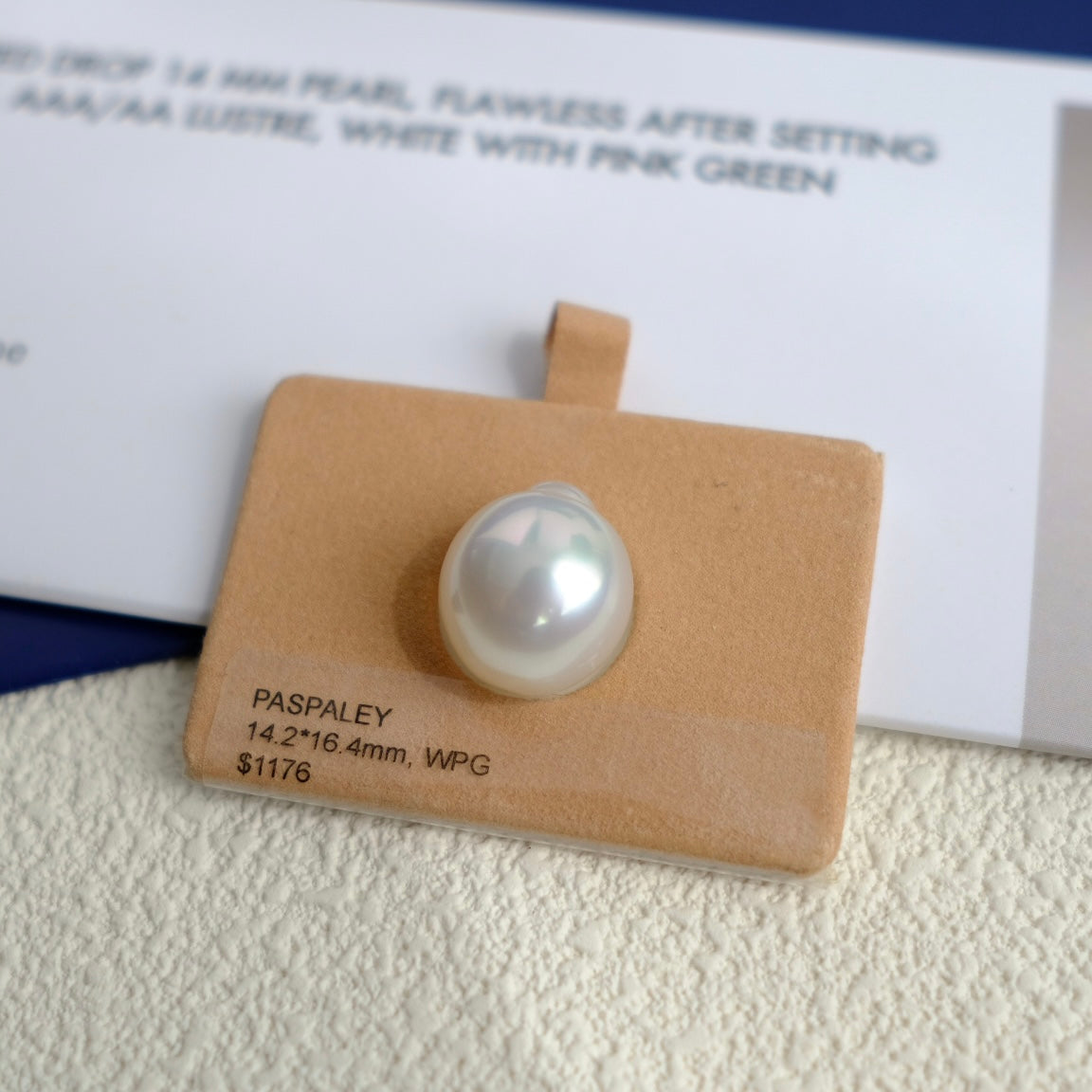 White South Sea Loose Pearl, Single Topped Drop 14.2*16.4mm, PASPALEY