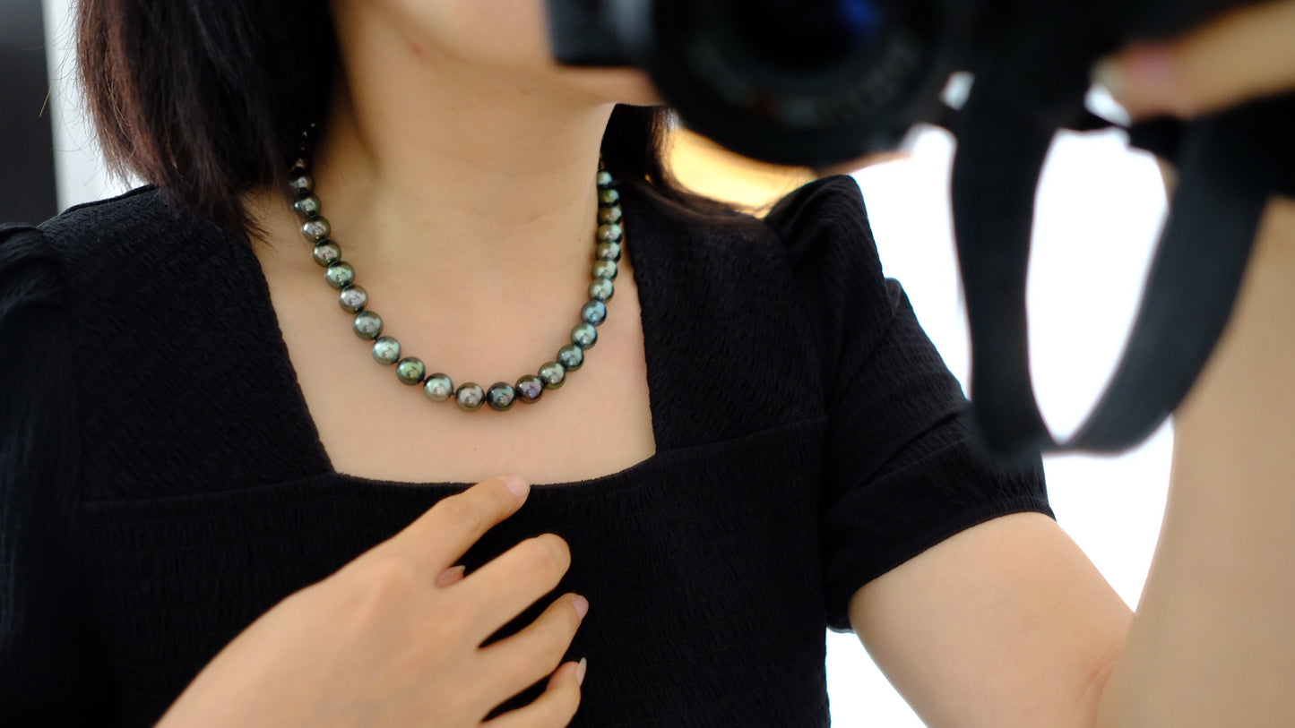 Tahitian Morandi Necklace, 8.6-11.1mm, Pearl Necklace, GUILD Certificate