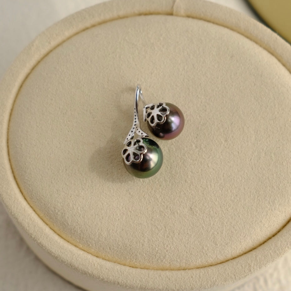 Tahitian Pearl 18K Diamond Pendant, 9.6/10mm