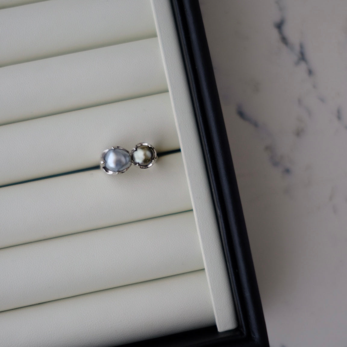 Tahitian Keshi, 7.6-8mm, S925, Pearls Ring