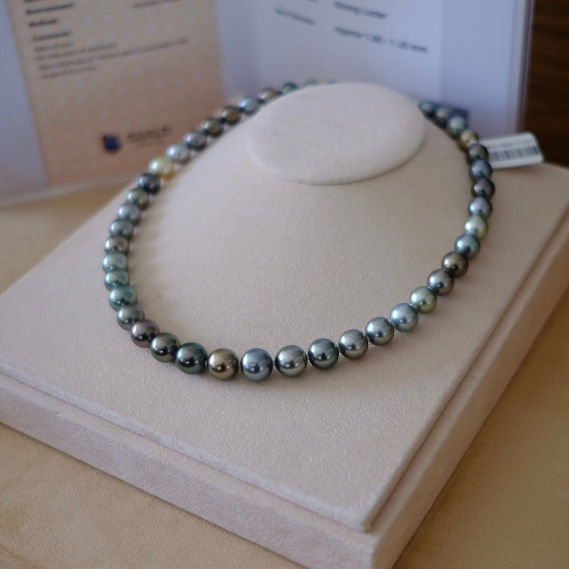 Tahitian Morandi Necklace, 8.2-11mm, Pearl Necklace, GUILD Certificate