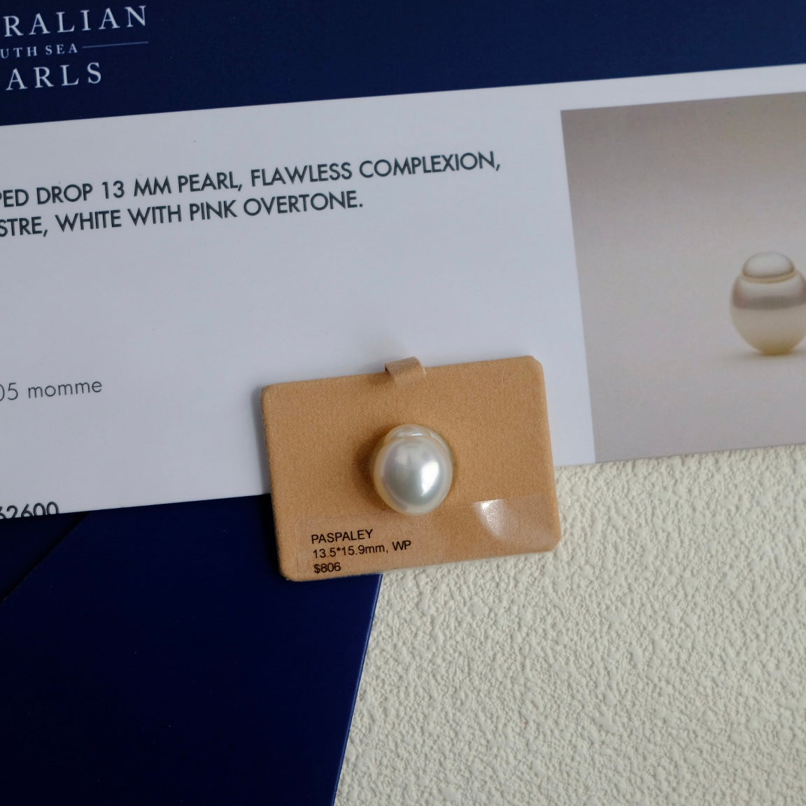 White South Sea Loose Pearl, Single Topped Drop 13.5*15.9mm, PASPALEY