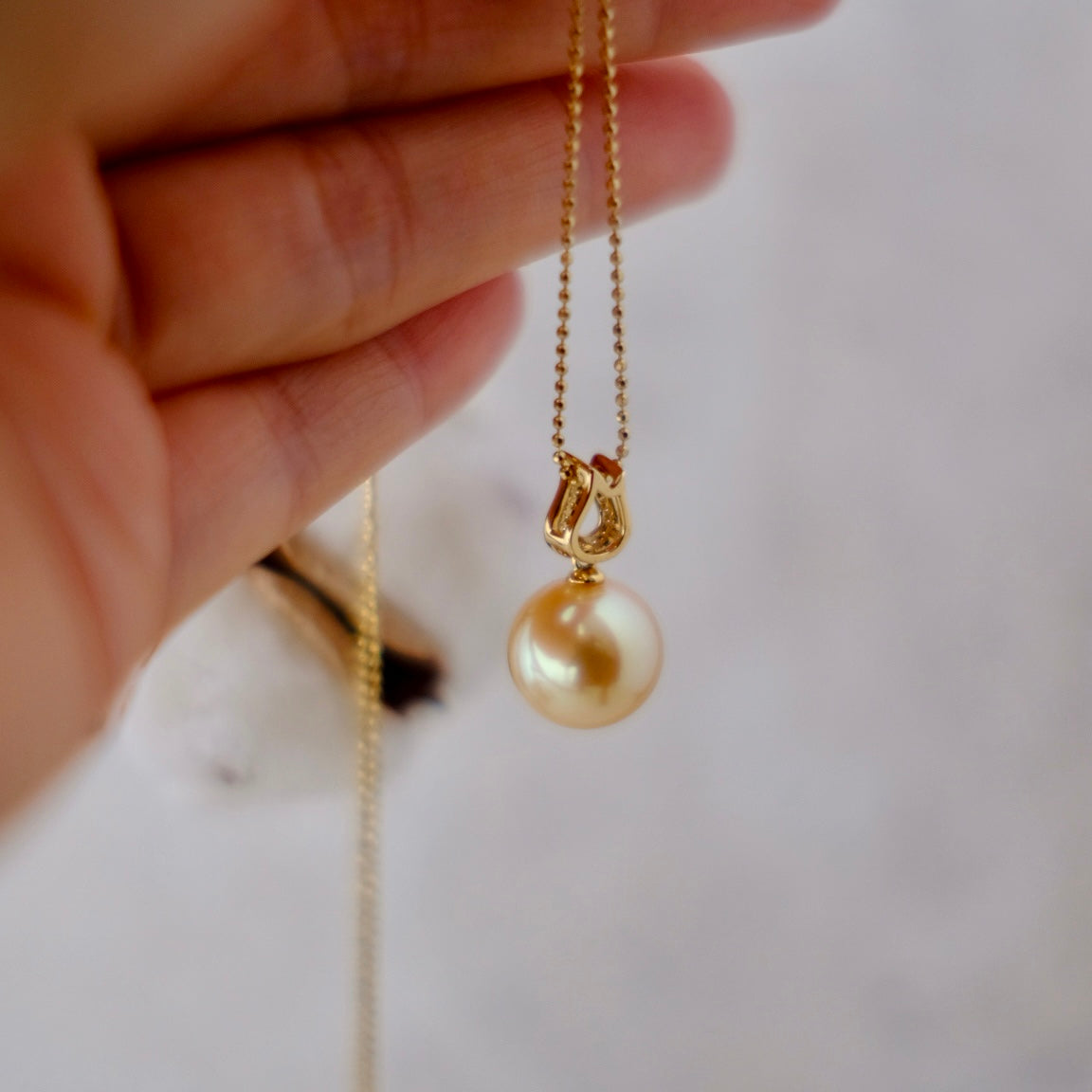 Golden South Sea Pearl, 18K Diamond Pendant, 11.8mm