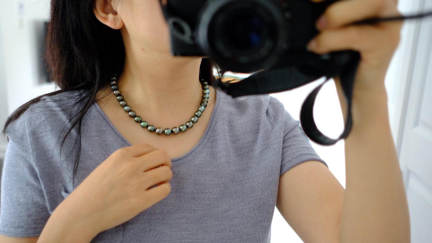 Tahitian Morandi Necklace, 9.1-11.1mm, Pearl Necklace, GUILD Certificate