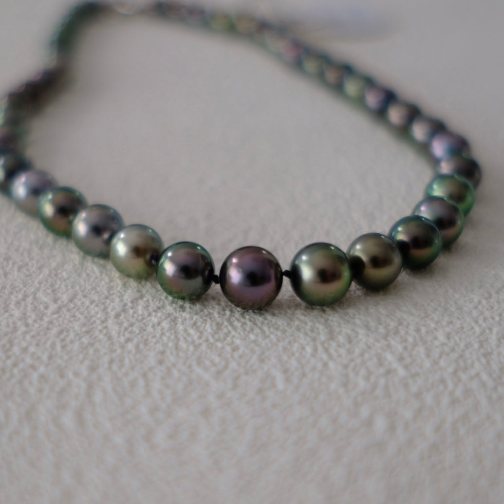 Tahitian Peacock Necklace, 8.3-10.9mm, Pearl Necklace, GUILD Certificate