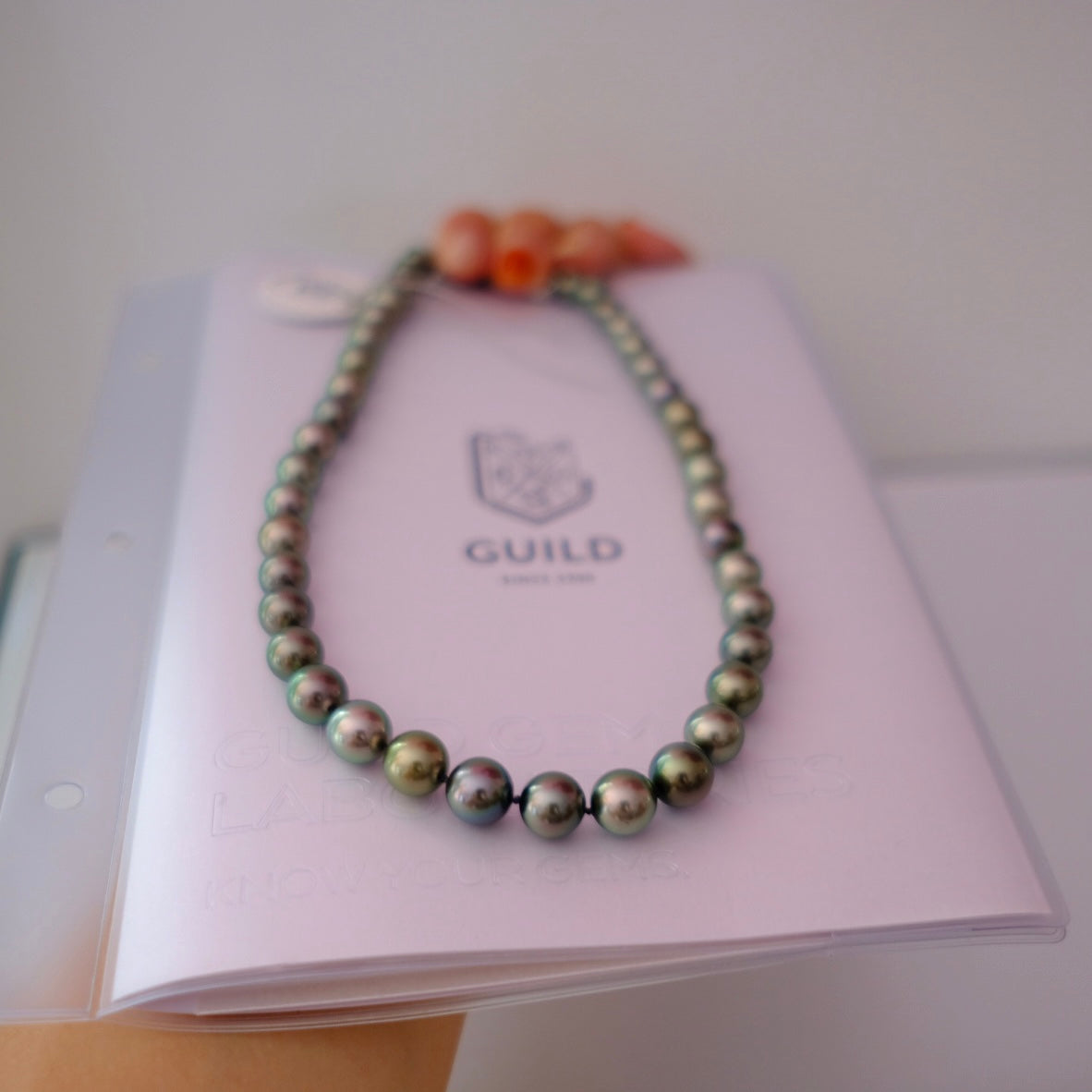 Tahitian Peacock Green Necklace, 8.2-11.2mm, Pearl Necklace, GUILD Certificate