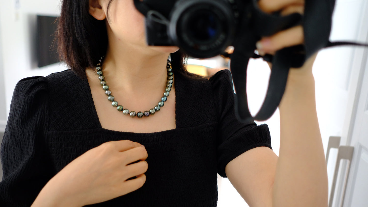 Tahitian Morandi Necklace, 8.6-11.1mm, Pearl Necklace, GUILD Certificate