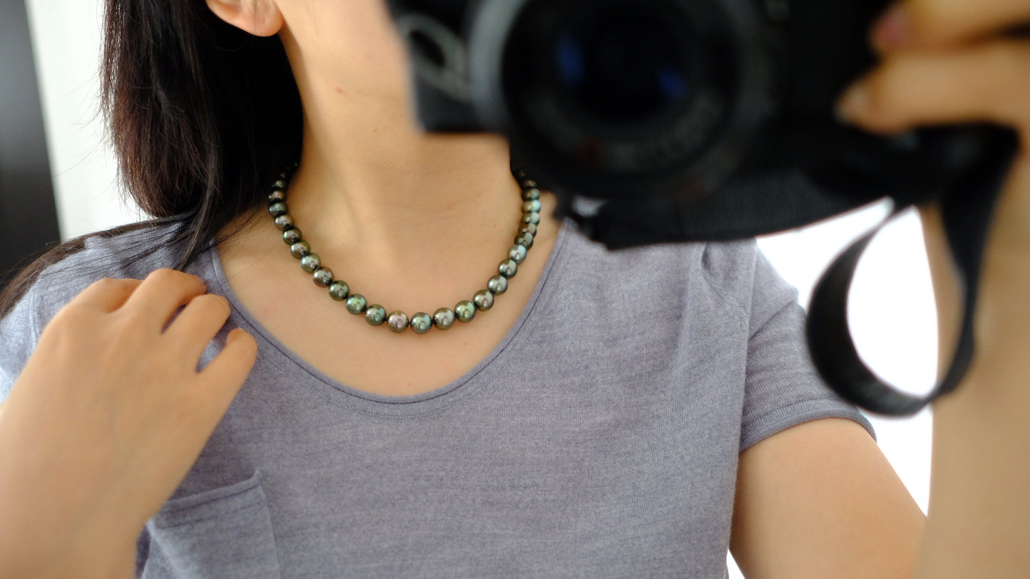 Tahitian Morandi Necklace, 9.1-11.1mm, Pearl Necklace, GUILD Certificate