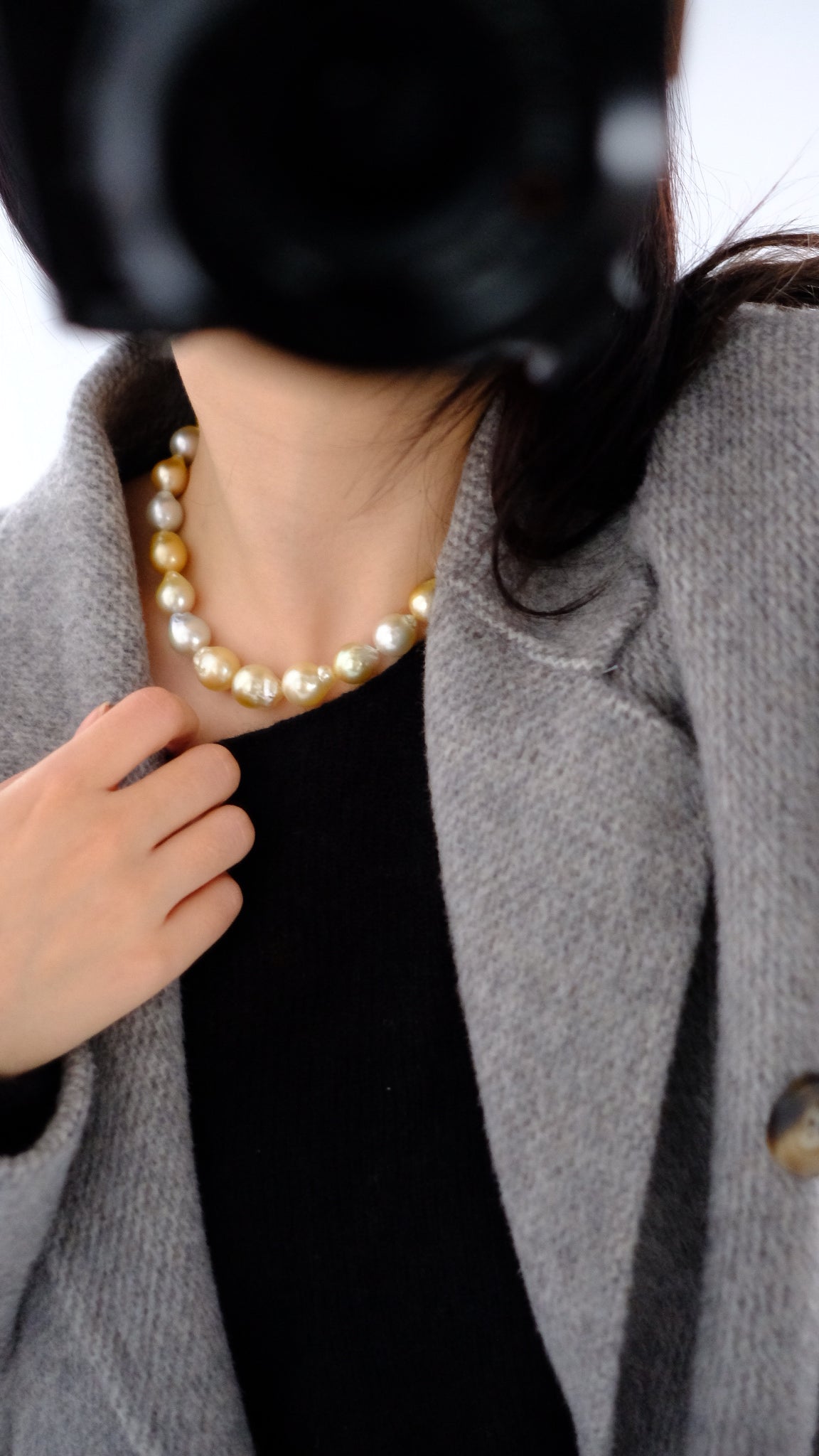 Golden South Sea Pearl Necklace, Baroque, 11.1-14.6mm
