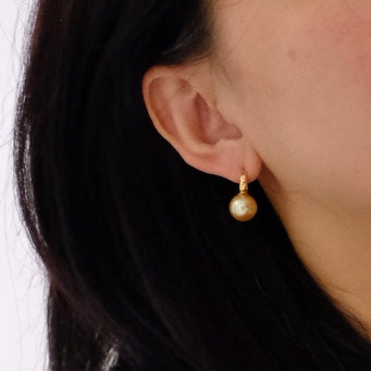 Golden South Sea Pearl, 18K Earrings, 11.7mm