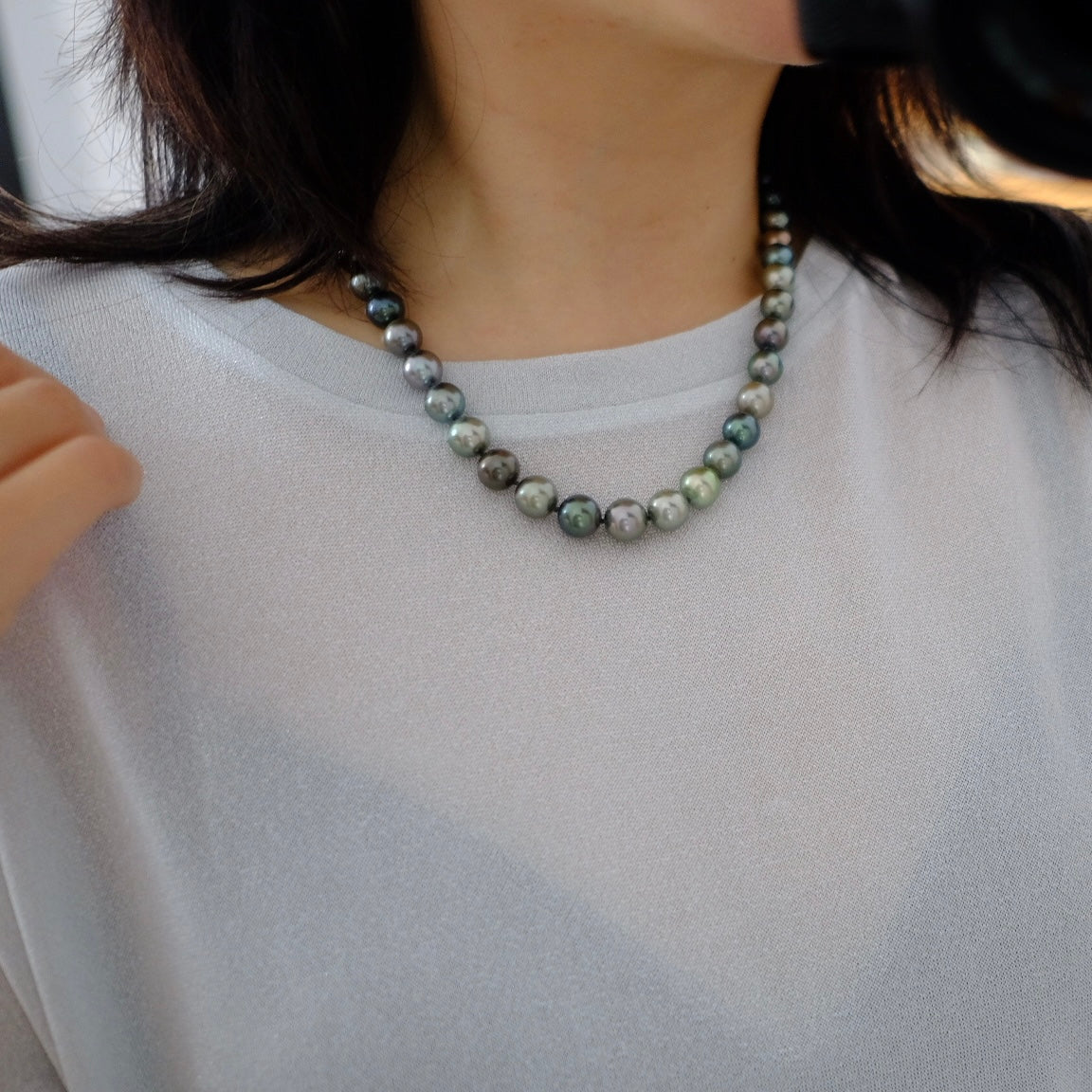 Tahitian Morandi Necklace, 8.2-11mm, Pearl Necklace, GUILD Certificate