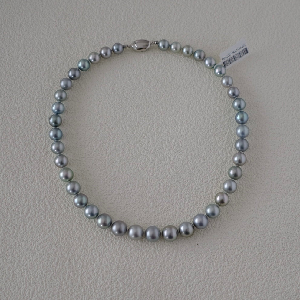 Tahitian Platium Gray Necklace, 9-11.9mm, Pearl Necklace, GUILD Certificate
