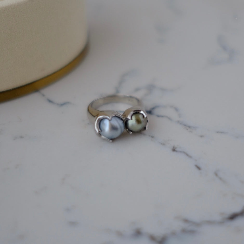 Tahitian Keshi, 7.6-8mm, S925, Pearls Ring