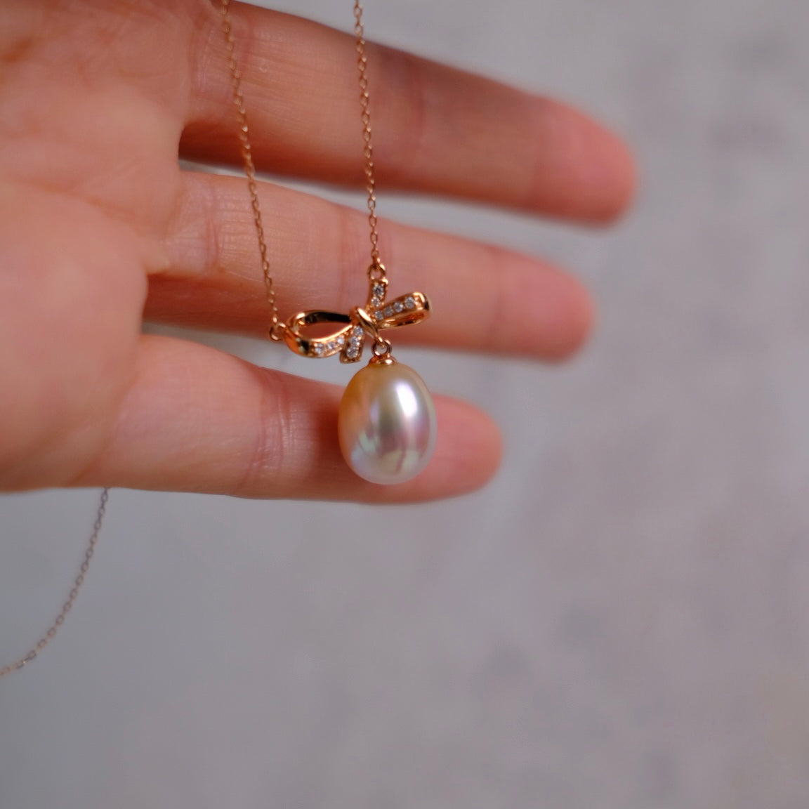 Golden South Sea Pearl, 18K Diamond Necklace, 10.2*12.5mm