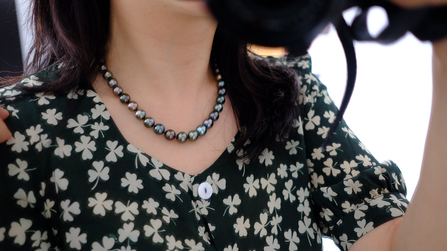 Tahitian Morandi Necklace, 9.2-11mm, Pearl Necklace, GUILD Certificate