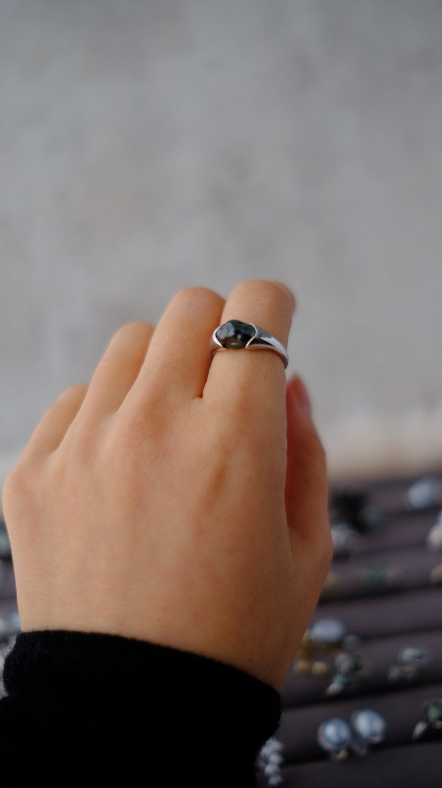 Tahitian Keshi, 7*8.9mm, S925, Pearls Ring