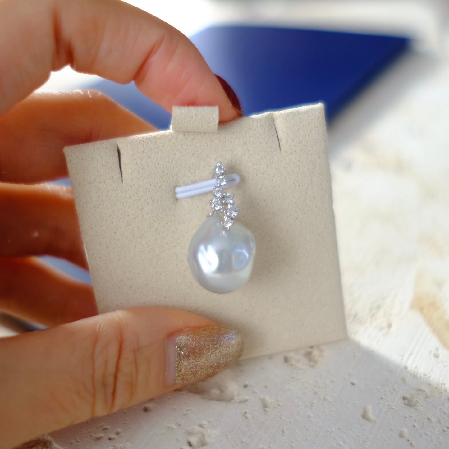 White South Sea Pearl Pendant, BQR 13*15.8mm, AU750 Diamond 0.22ct, PASPALEY