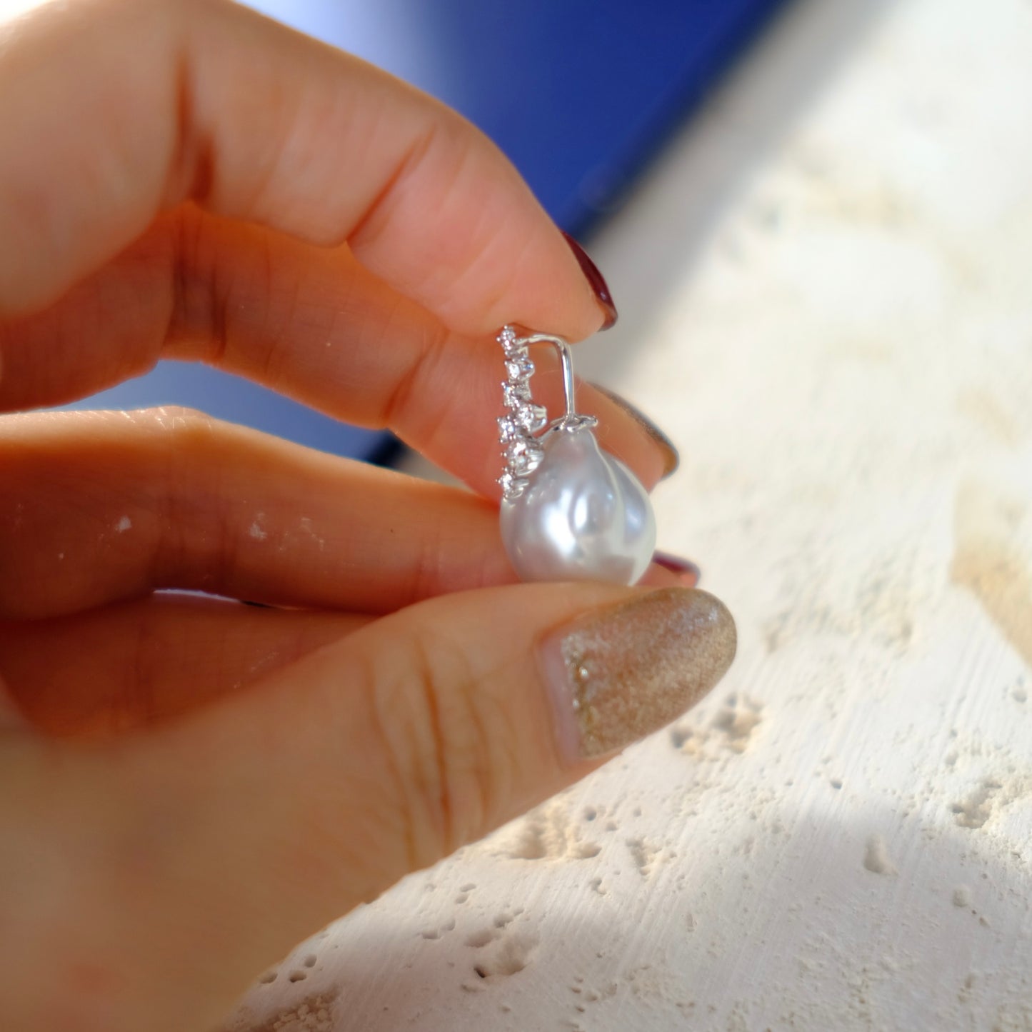 White South Sea Pearl Pendant, BQR 13*15.8mm, AU750 Diamond 0.22ct, PASPALEY