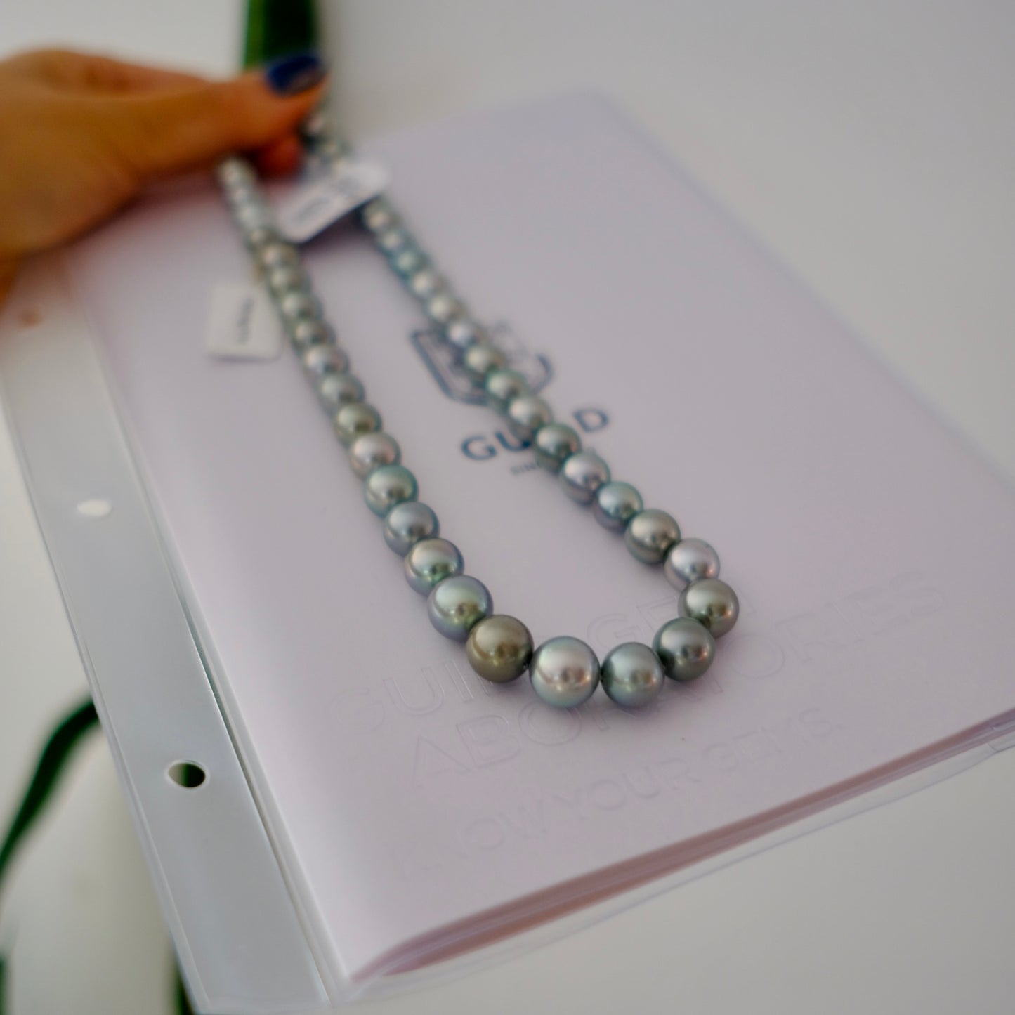 Tahitian Platinum Gray Necklace, 8.2-11.4mm, Pearl Necklace, GUILD Certificate #4190