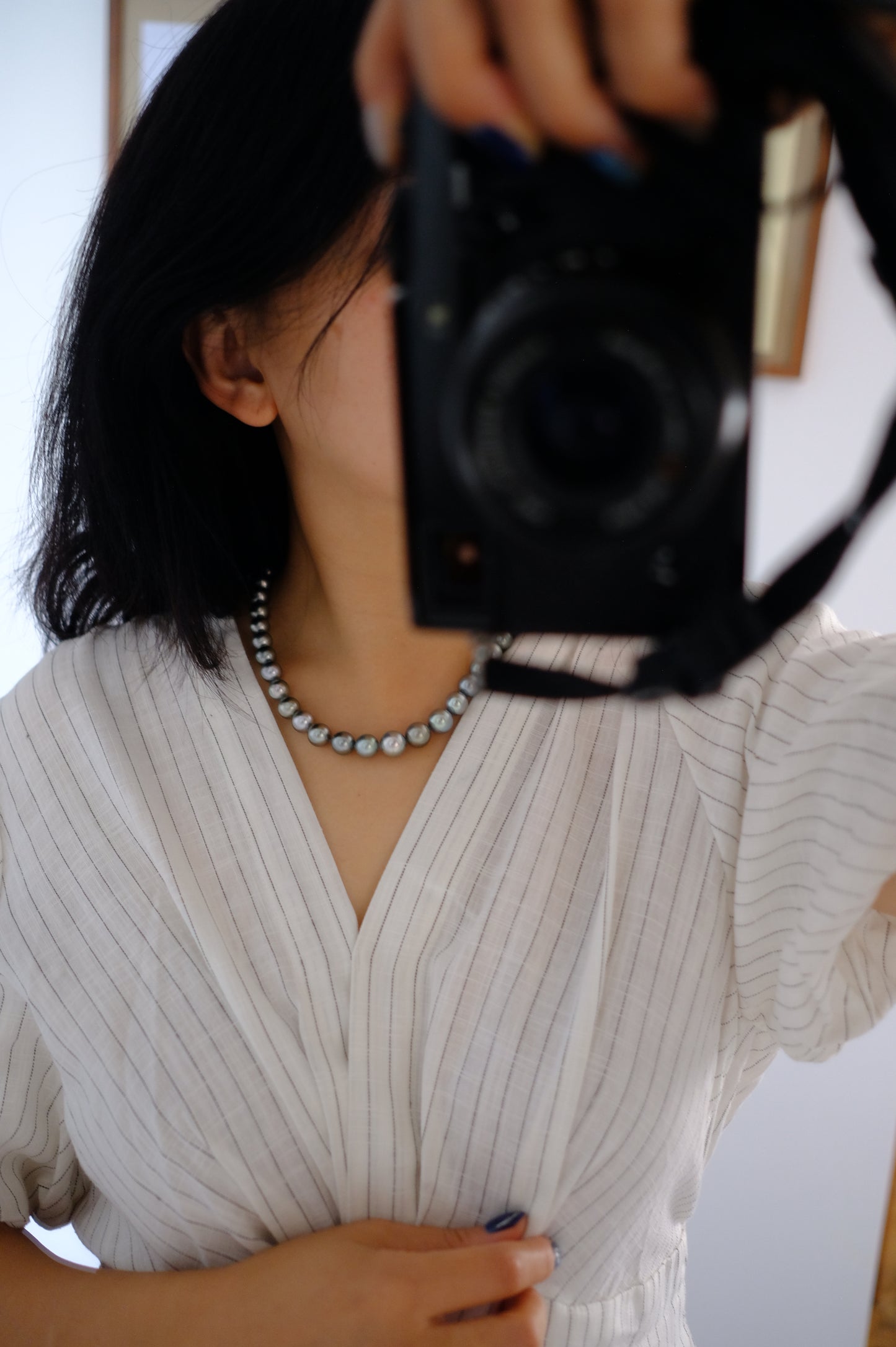 Tahitian Platinum Gray Necklace, 8.2-11.4mm, Pearl Necklace, GUILD Certificate #4190