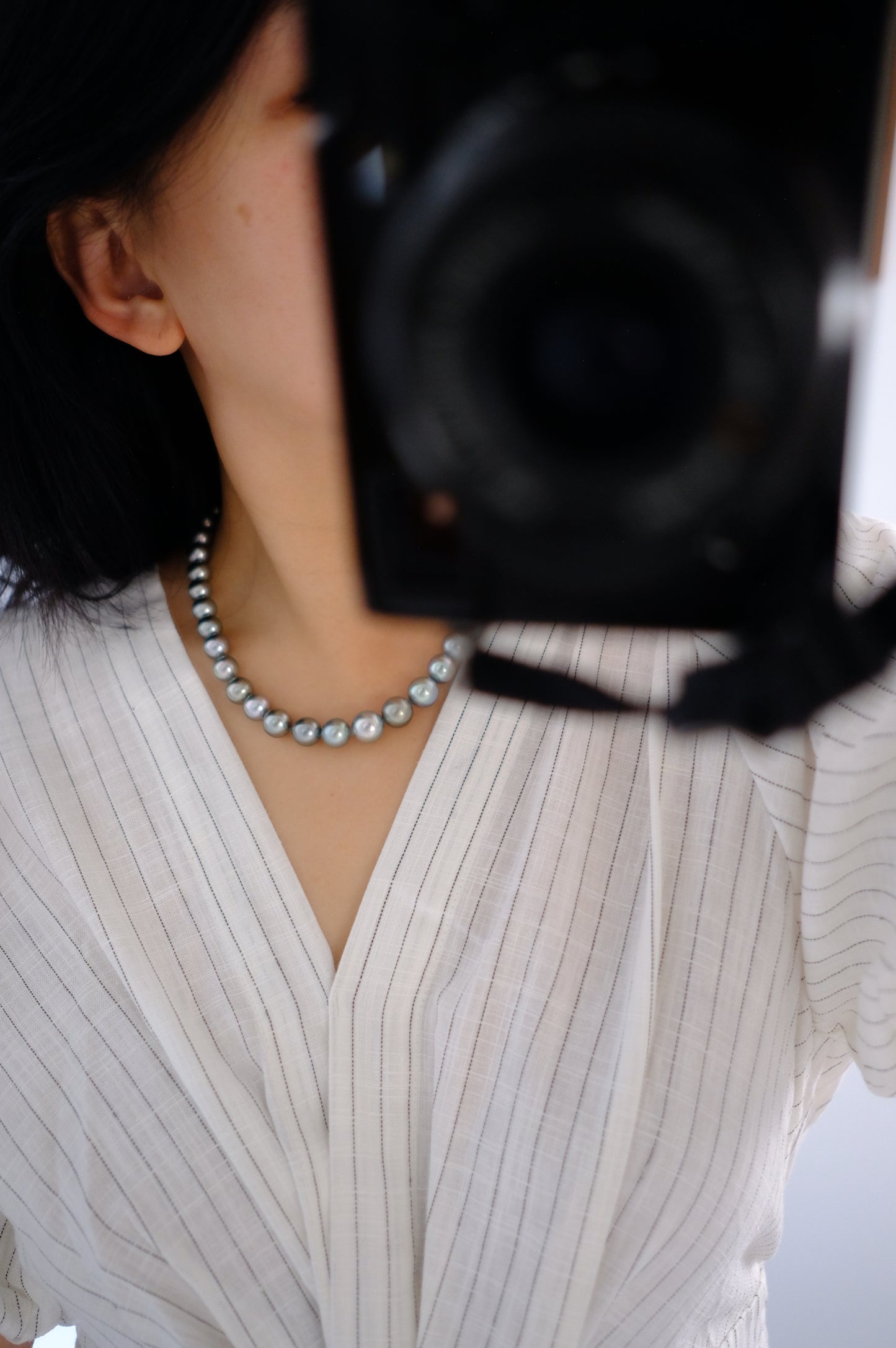Tahitian Platinum Gray Necklace, 8.2-11.4mm, Pearl Necklace, GUILD Certificate #4190