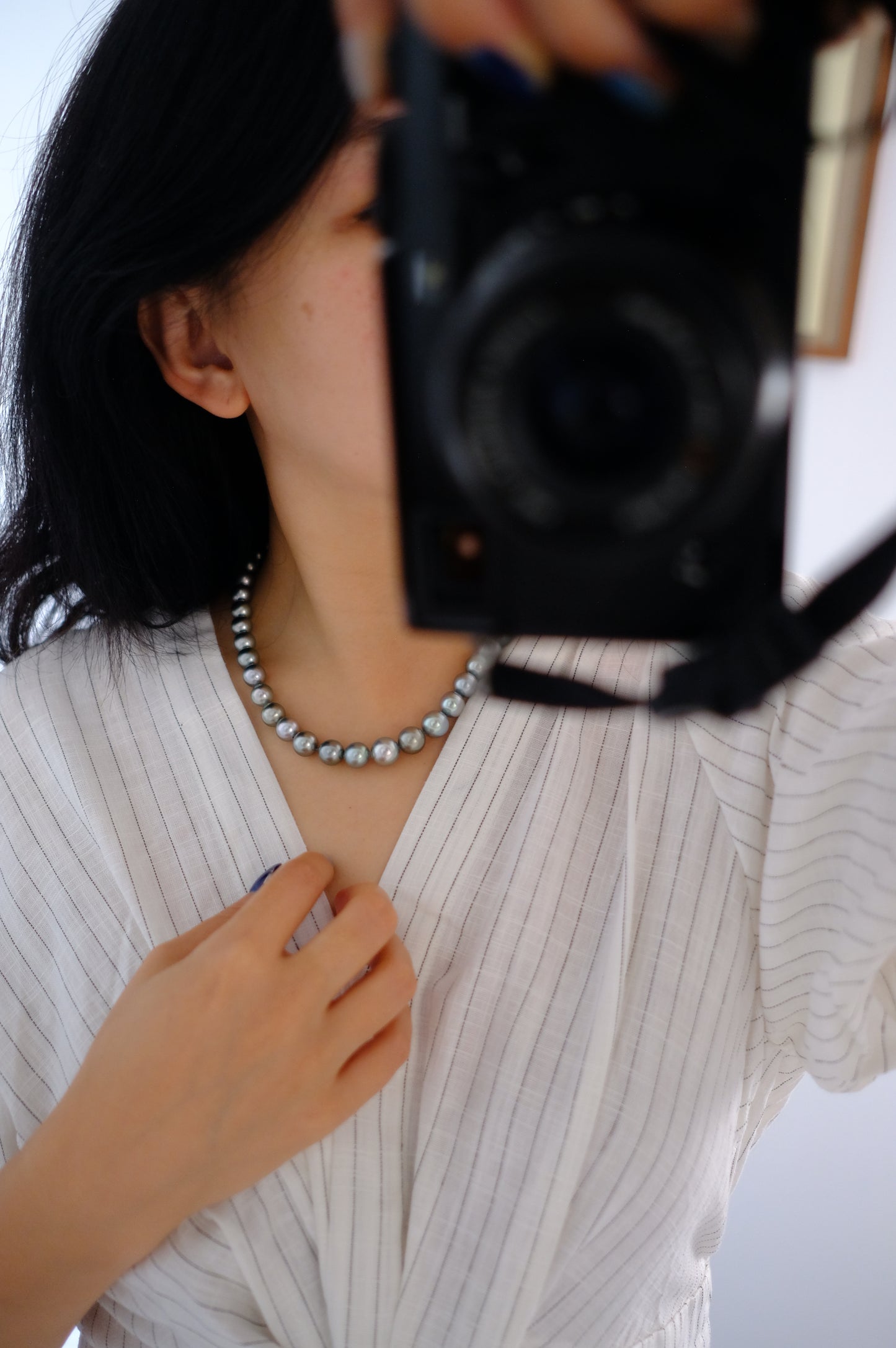 Tahitian Platinum Gray Necklace, 8.2-11.4mm, Pearl Necklace, GUILD Certificate #4190