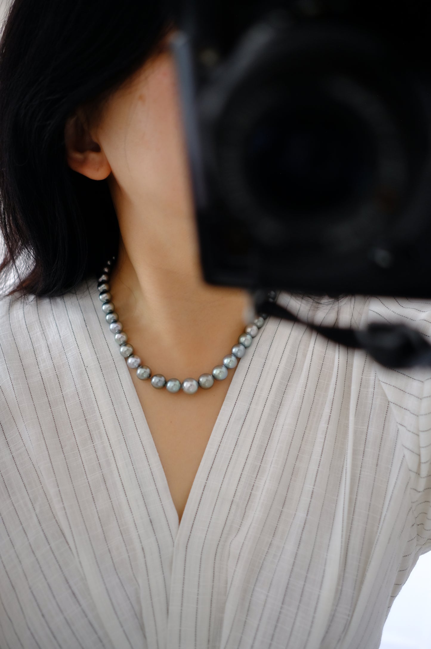 Tahitian Platinum Gray Necklace, 8.2-11.4mm, Pearl Necklace, GUILD Certificate #4190