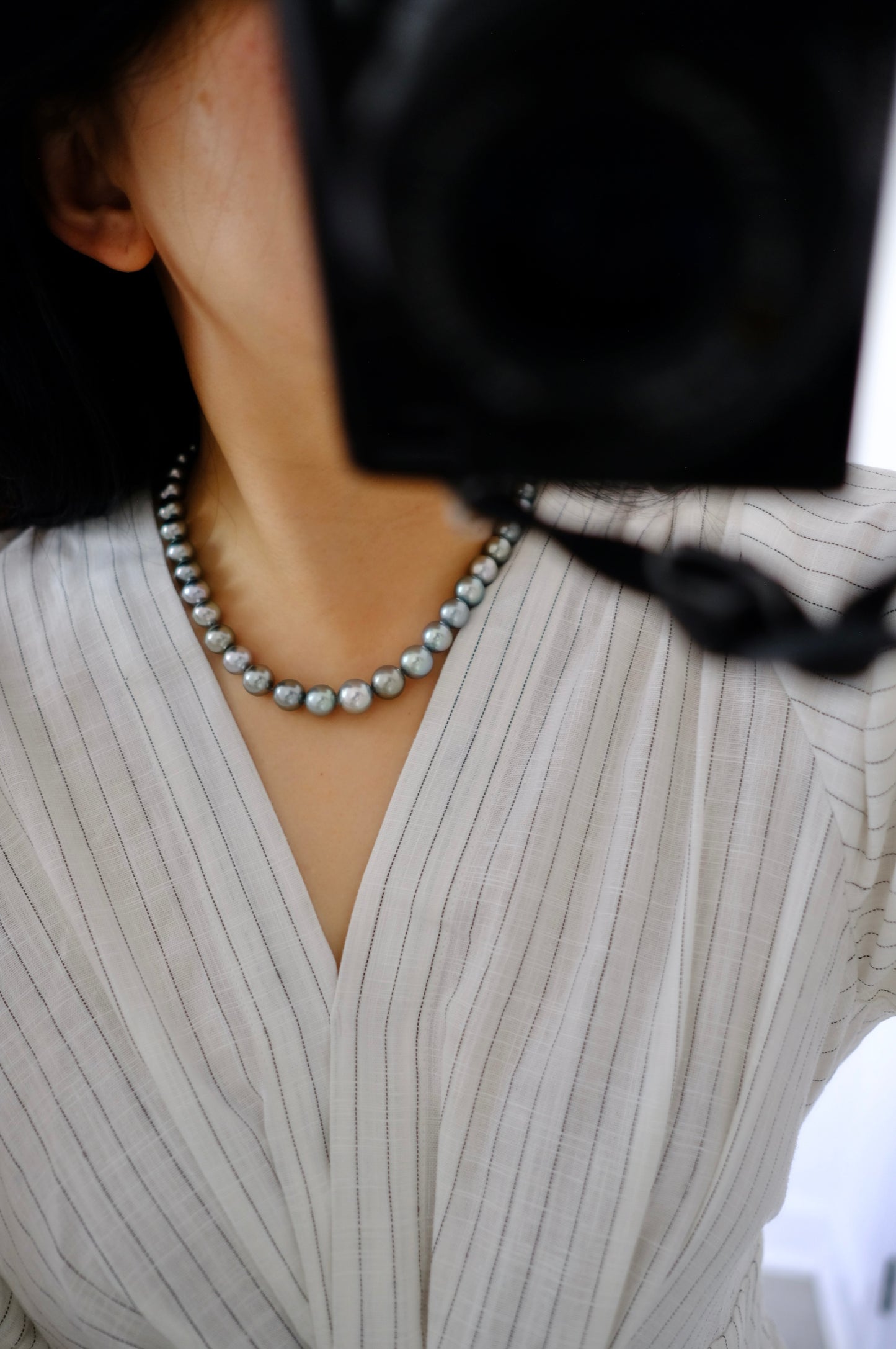 Tahitian Platinum Gray Necklace, 8.2-11.4mm, Pearl Necklace, GUILD Certificate #4190