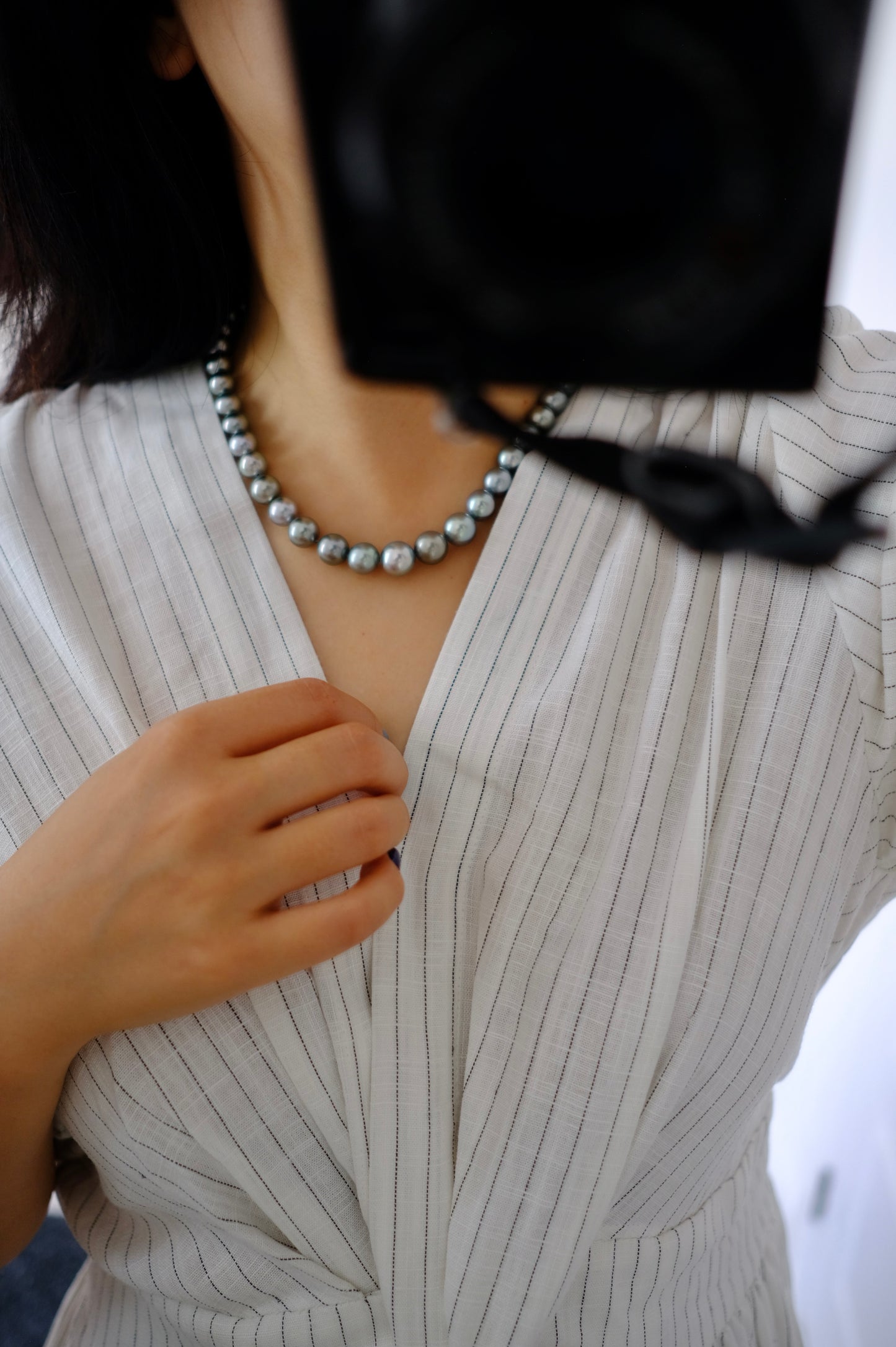 Tahitian Platinum Gray Necklace, 8.2-11.4mm, Pearl Necklace, GUILD Certificate #4190