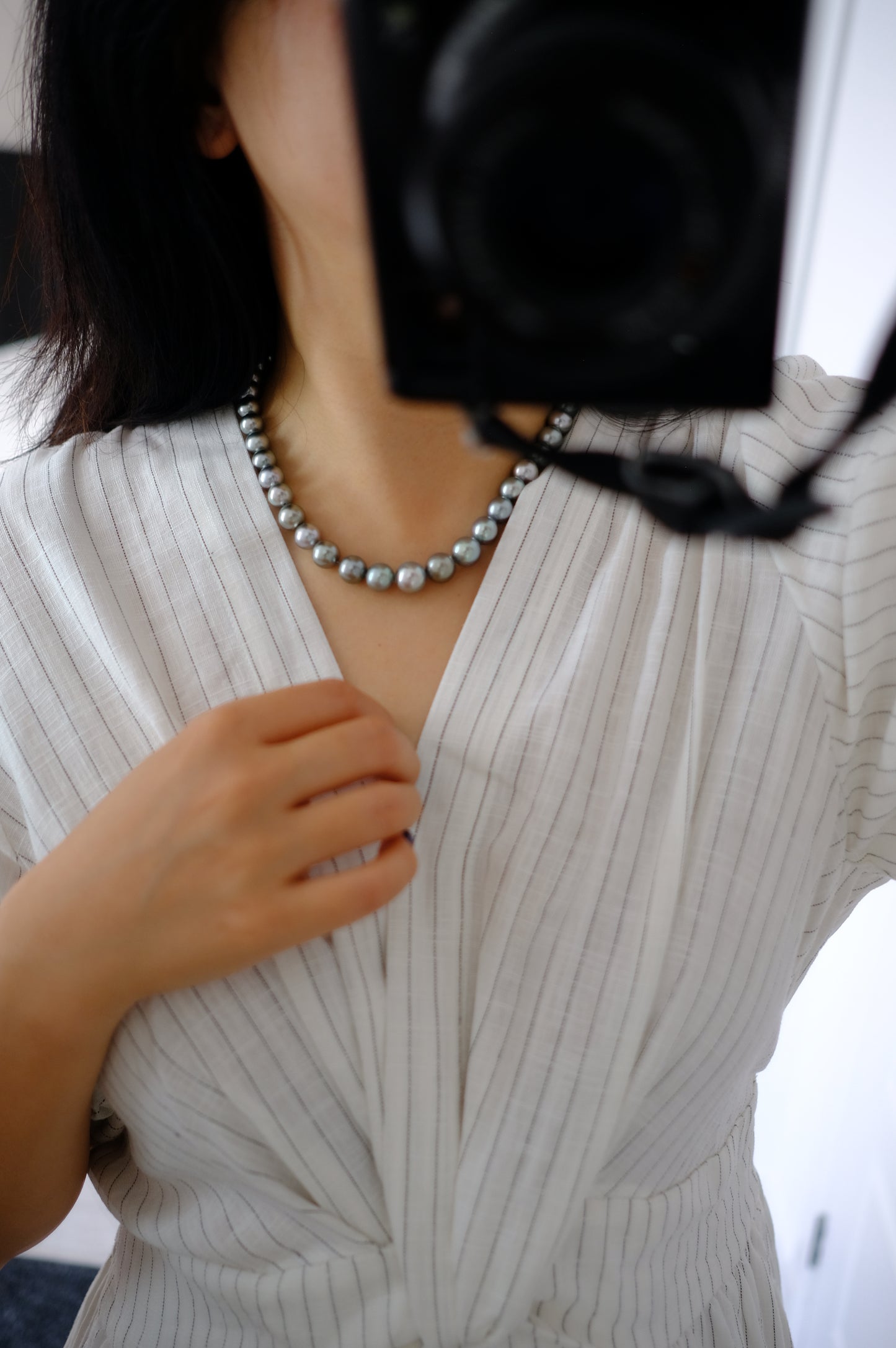 Tahitian Platinum Gray Necklace, 8.2-11.4mm, Pearl Necklace, GUILD Certificate #4190