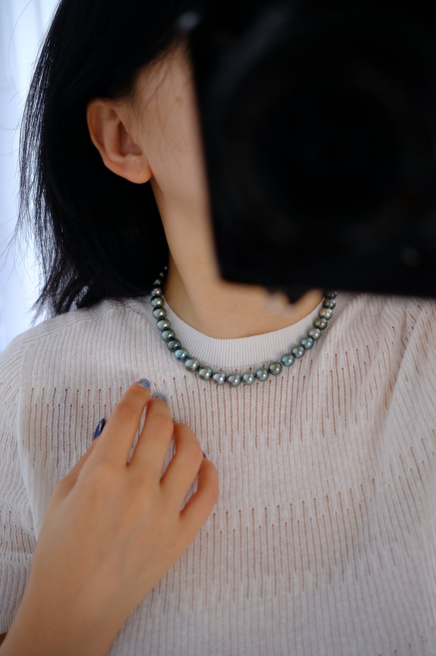 Tahitian Peacook Necklace, 7.9-10.8mm, Pearl Necklace, GUILD Certificate #7721