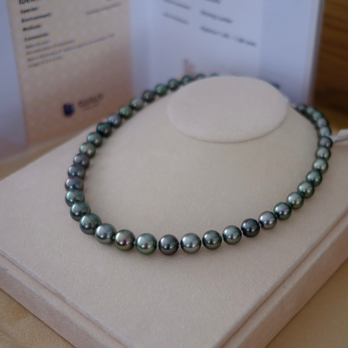 Tahitian Peacock Necklace, 8.5-11.3mm, Pearl Necklace, GUILD Certificate