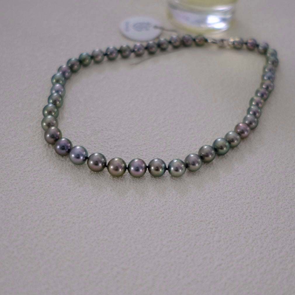 Tahitian Peacock Necklace, 8.6-10.7mm, Pearl Necklace, GUILD Certificate