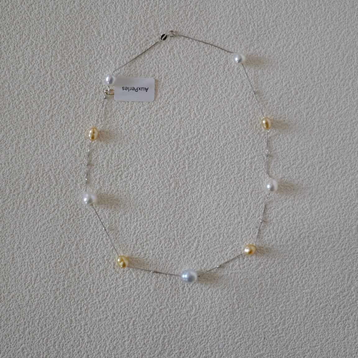 White and Golden South Sea Pearl, 18K Chain, Baroque, 6-9.2mm